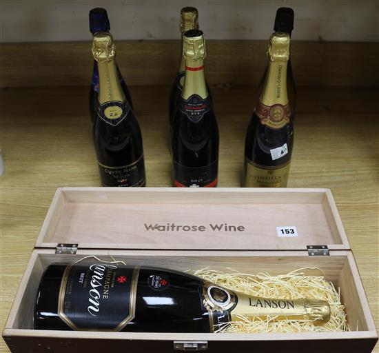 Seven bottles champagne